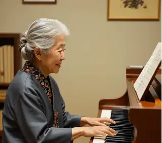 ピアノを弾くお年寄り
